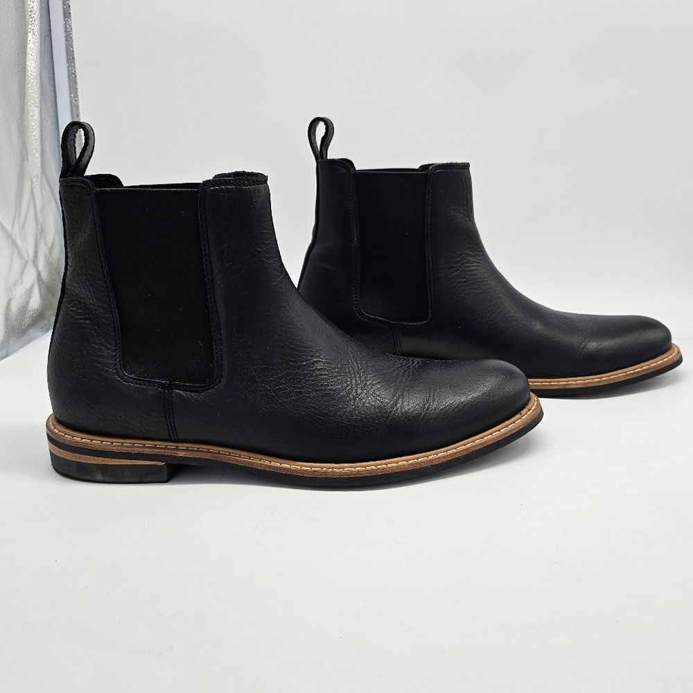 Nisolo Marco Chelsea Black Leather Slip On Ankle Boot 9 - Picture 2 of 9